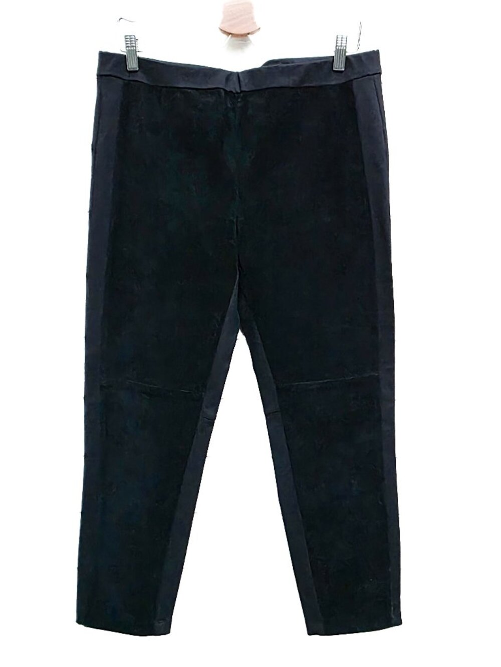 ECRU Love Ponte Slim Pants Womens L Black Genuine Suede Leather Stretch Pull On